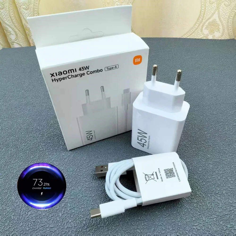 Xiaomi Redmi Note 14 15 Pro 45 واط مجموعة شاحن توربو الاتحاد الأوروبي محول شحن سريع 6A نوع C كابل ل Mi Pad 7 POCO X7 X6 M7 Pro X3 X4 X5