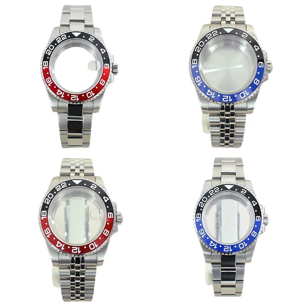 Correa de caja de acero inoxidable de 40 mm para buceo de 20 ATM con cristal de zafiro adecuada para movimientos mecánicos automáticos NH34, NH35, y NH36