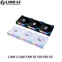 LIAN LI UNI FAN SL120/140 V2 Daisy Chain PWM ARGB Cableless Reverse Blade Fan Modular,Gamers Cabinet Water/Air Cooler AURA SYNC