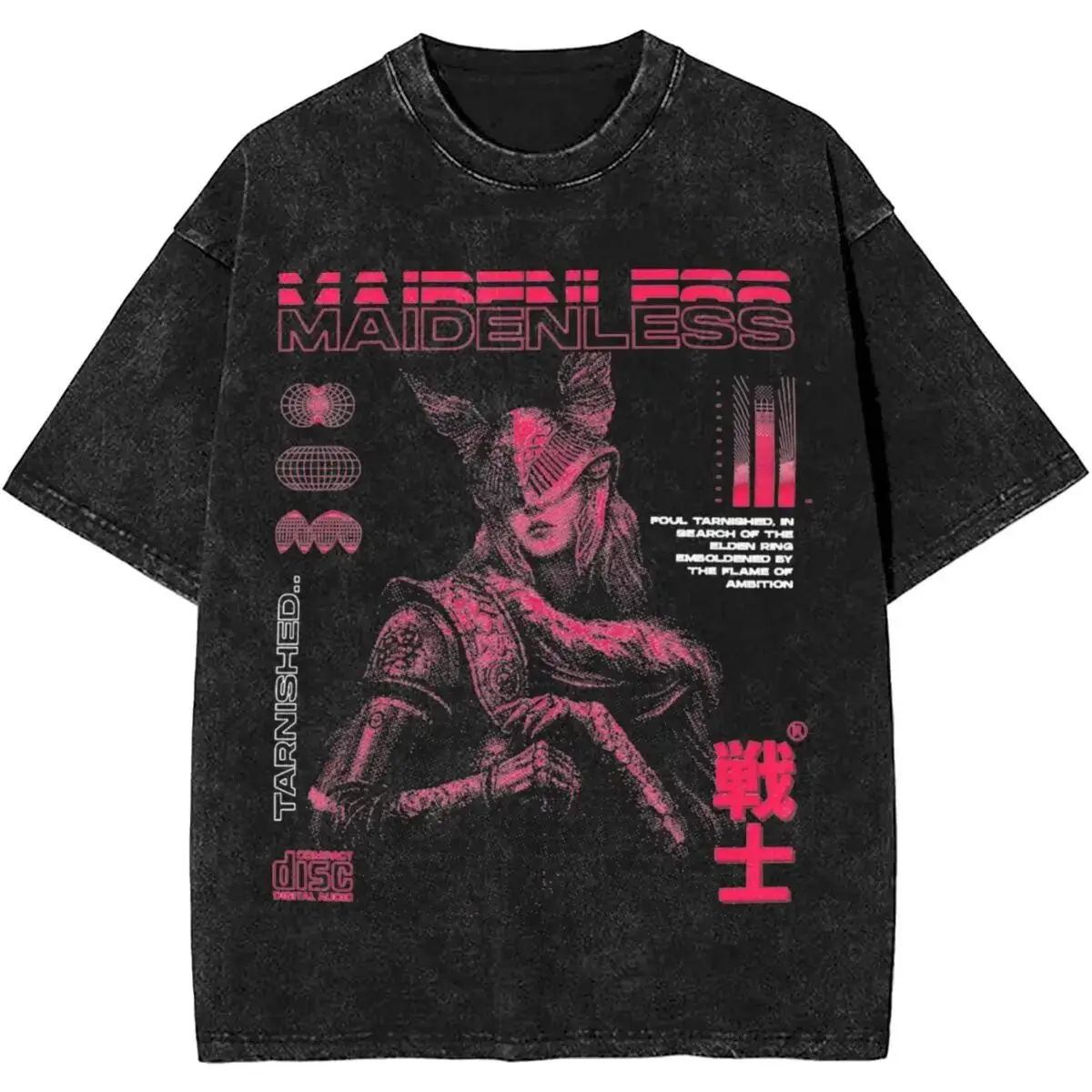 

Malenia Blade of Miquella washed short sleeved round neck Y2k shirt men's clothing new top T-shirt Camisetas