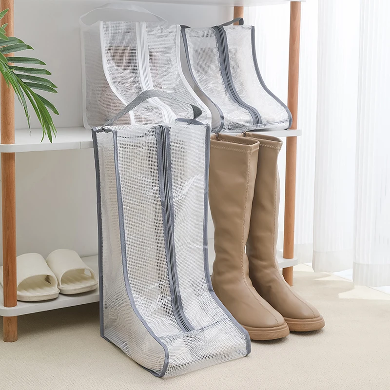 Waterproof Dustproof Transparent Shoes Protection Bag Boot Storage Bag Zippered Portable Boots Pocket Household Travel Storage B