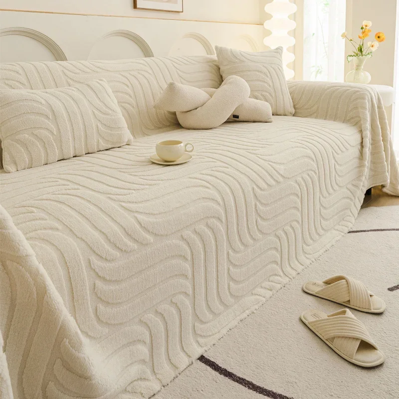 Modern Style Sofa Cover 2025 New Thick Plush Shu Velveteen Throw Blanket for Autumn Winter Non-slip Couch Protector