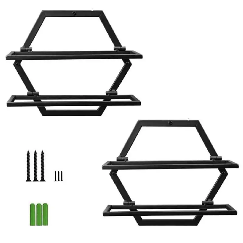BHBD-Holder Hanging Display Shelf, 4-Bottle Wall Mounted Wine Rack, Space-Saving Storage For Kitchen Bar Dining Room 2-Pack