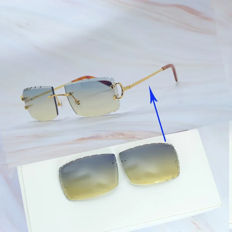 

2 Hole Small Diamond Cut Lenses, For Metal Frame Wire C Sunglasses Frame ,Lens Only