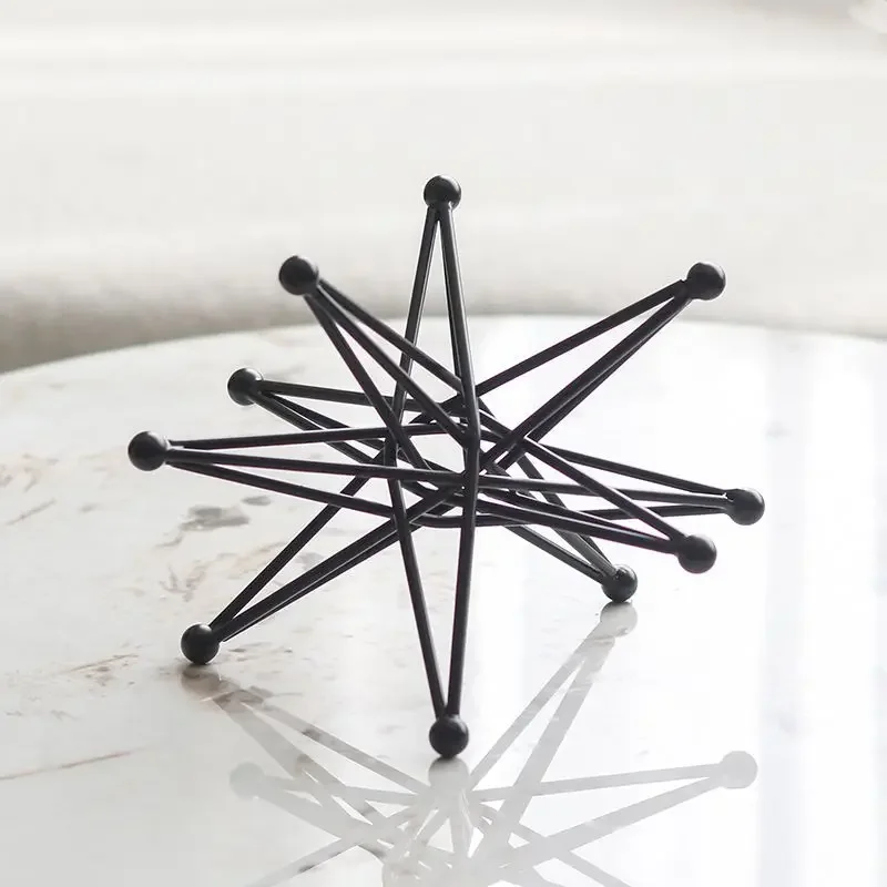 Wrought Iron Dot Line Ball Accessories Items Home Livingroom Table Metal Statue Decoration Study Office Desk Sculpture Ornaments