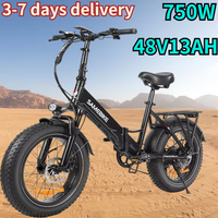 SAMEBIKE Electric Bike 750W Brushless Motor 48V13AH Lithium Battery Folding E-bike 20*4.0 Inch Fat Tire Snow Electric Bicycle