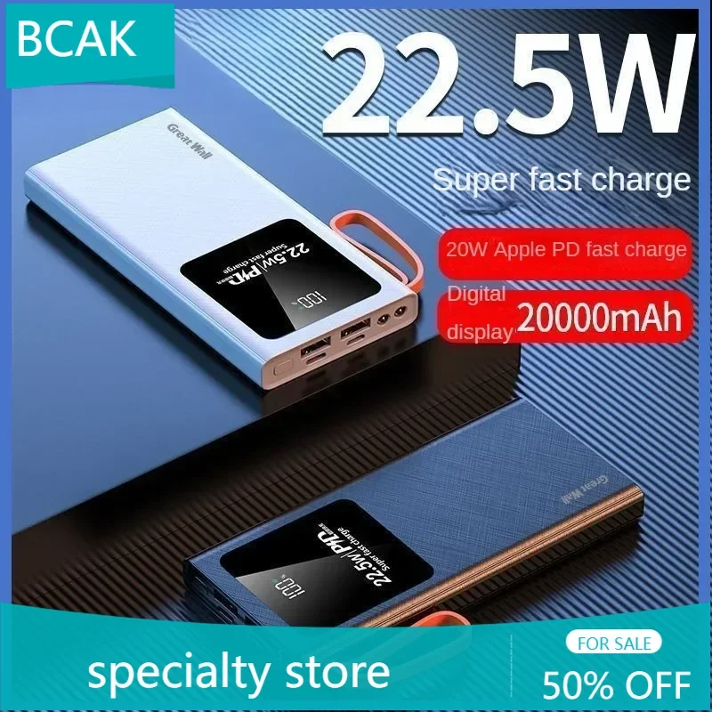 Bnka Power Bank ponsel portabel Universal, Power Bank ponsel PD pengisian cepat dua arah 20000mAh