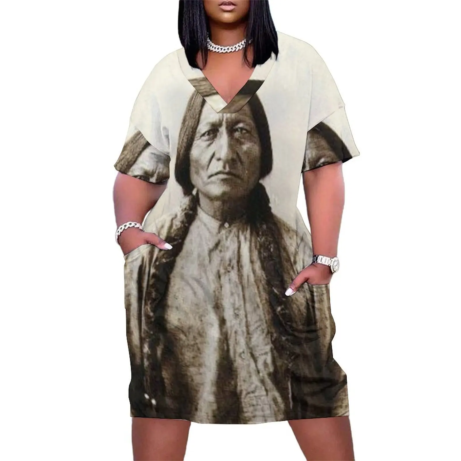 Sitting Bull - Hunkpapa Lakota Loose Pocket Dress women's clothing trend 2025 evening dress women