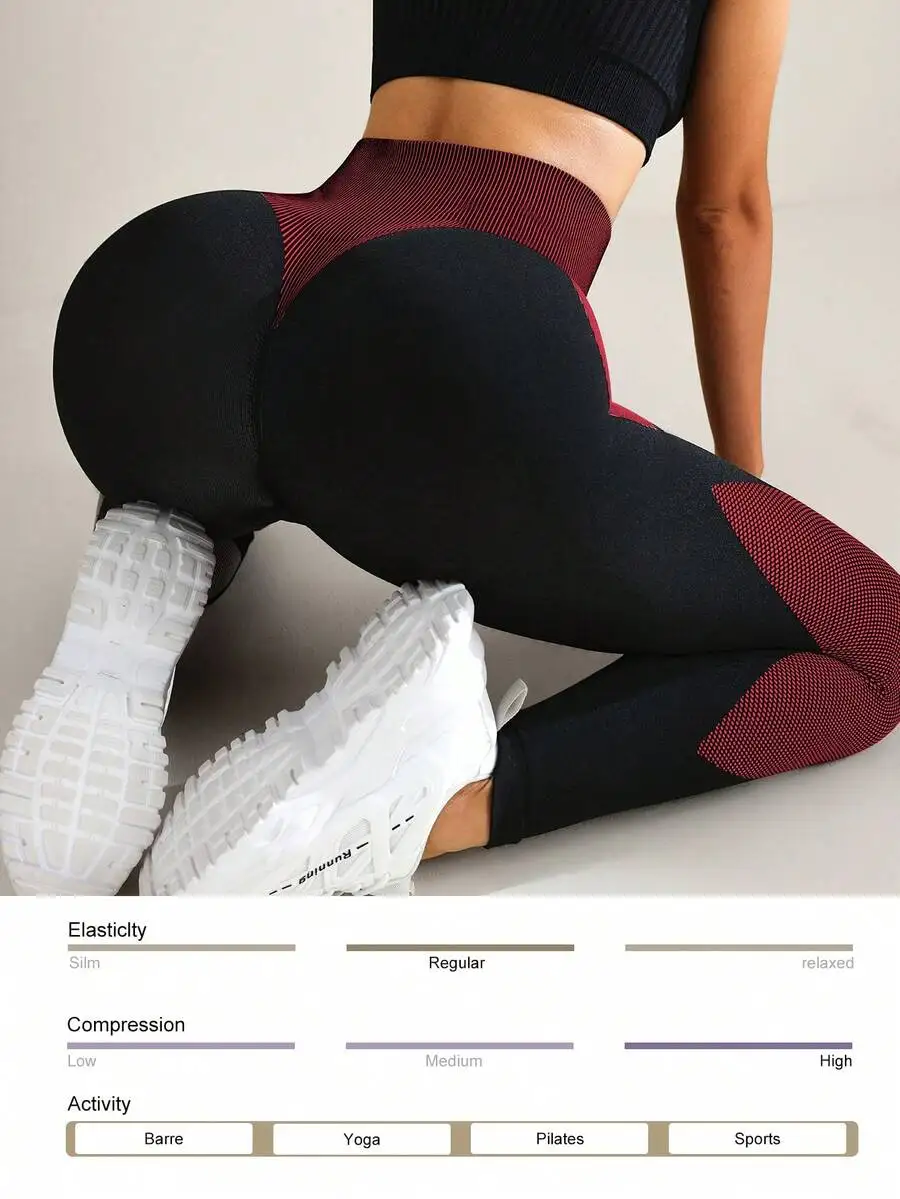 

High Waist Seamless Contrast Color Sport Leggings Yoga Pants For Women