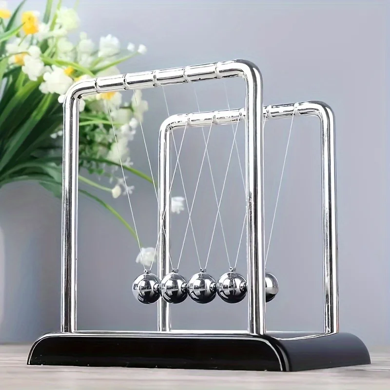 Classic Newtons Cradle Metal Desktop Ornament Black White Sphere Office Home Decor Desk Decoration for Living Room Bedroom Study