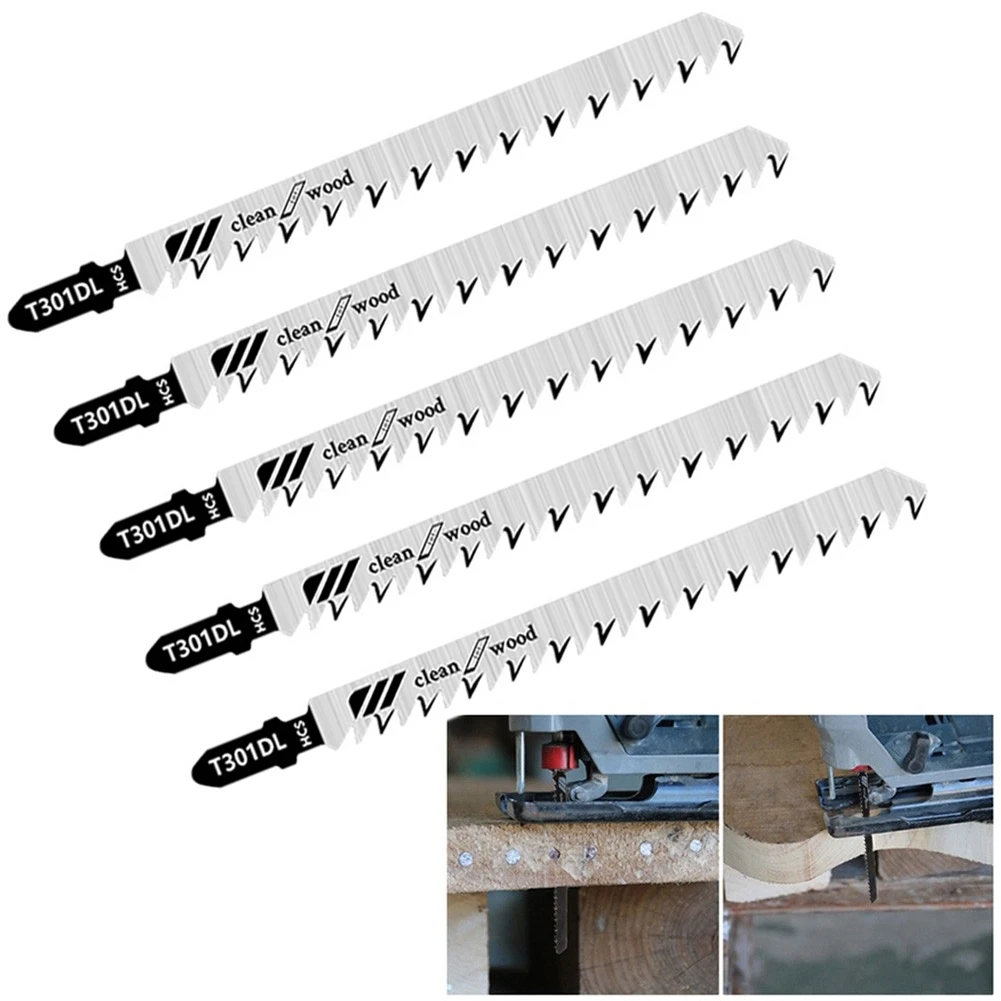 General-Purpose Saw Blade Jigsaw Blades 132mm Length 5Pcs Set General-purpose HCS High Quality T301DL Scroll Cuts