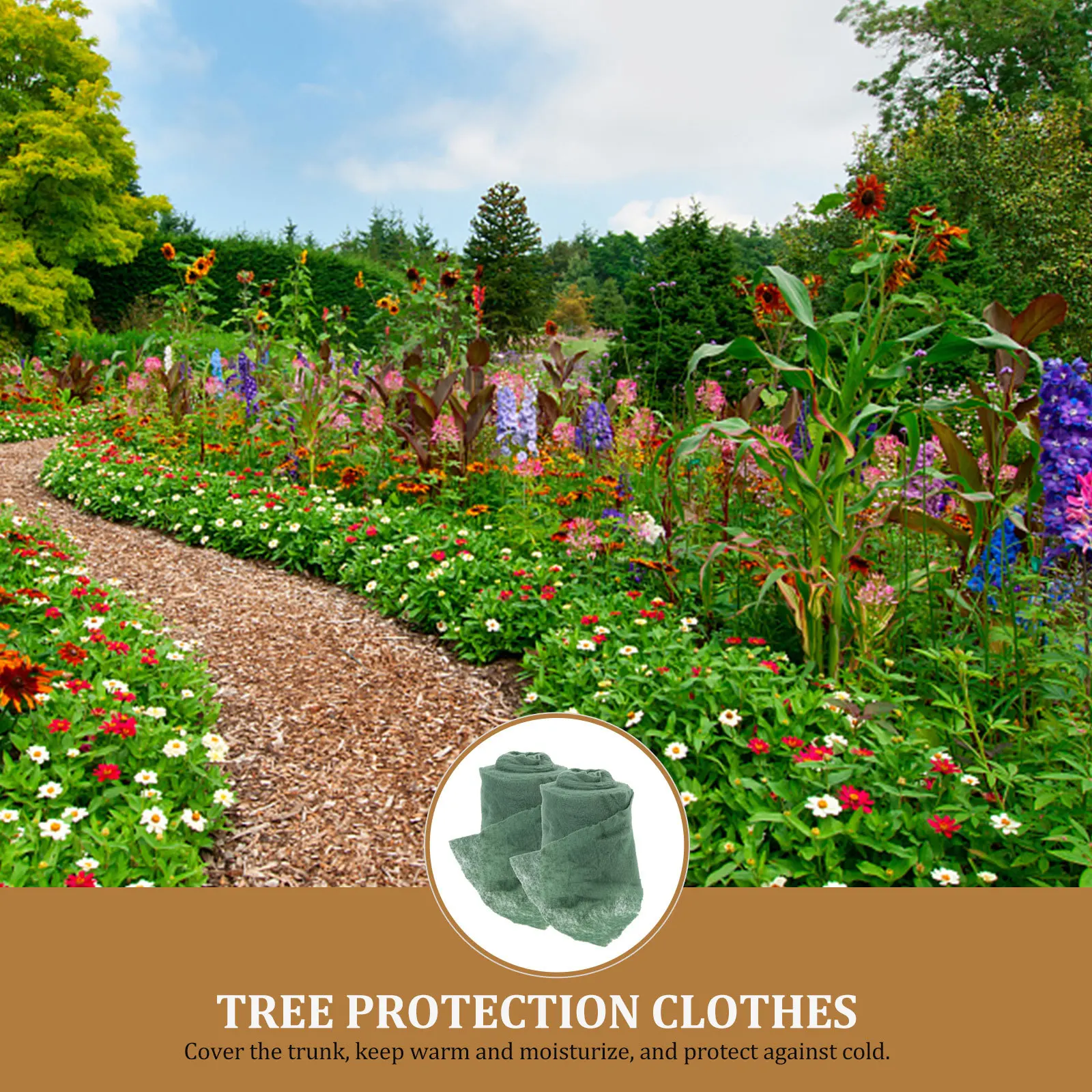 

2 Rolls Anti-Cold Moisture-Retaining Tree Wrap Warm Reusable Windproof Sun-Blocking Protection For Trees Shrubs Garden Plants