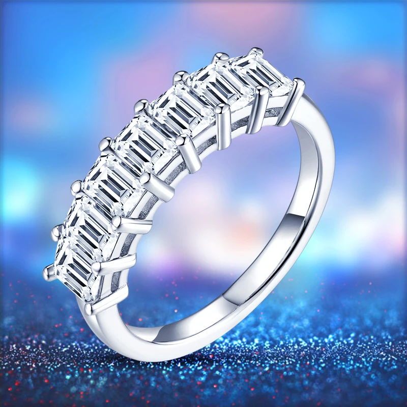 

Стильное прямоугольное женское кольцо с муассанитом, 2,1 карата, серебро 925 пробы из белого золота 18 карат, нежный подарок для подруги.