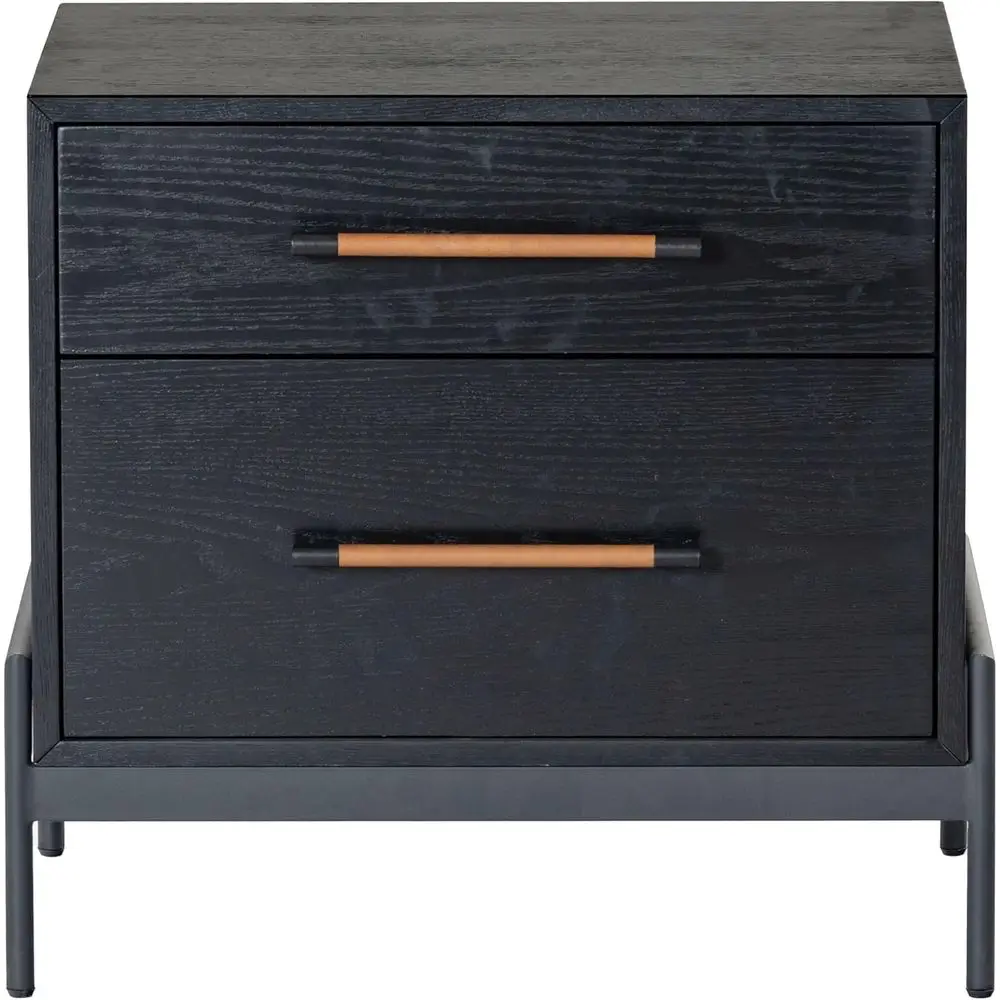 

Black Vegan Leather Chandri Collection 2-Drawer Nightstand with Wrapped Handle (Fully Assembled)