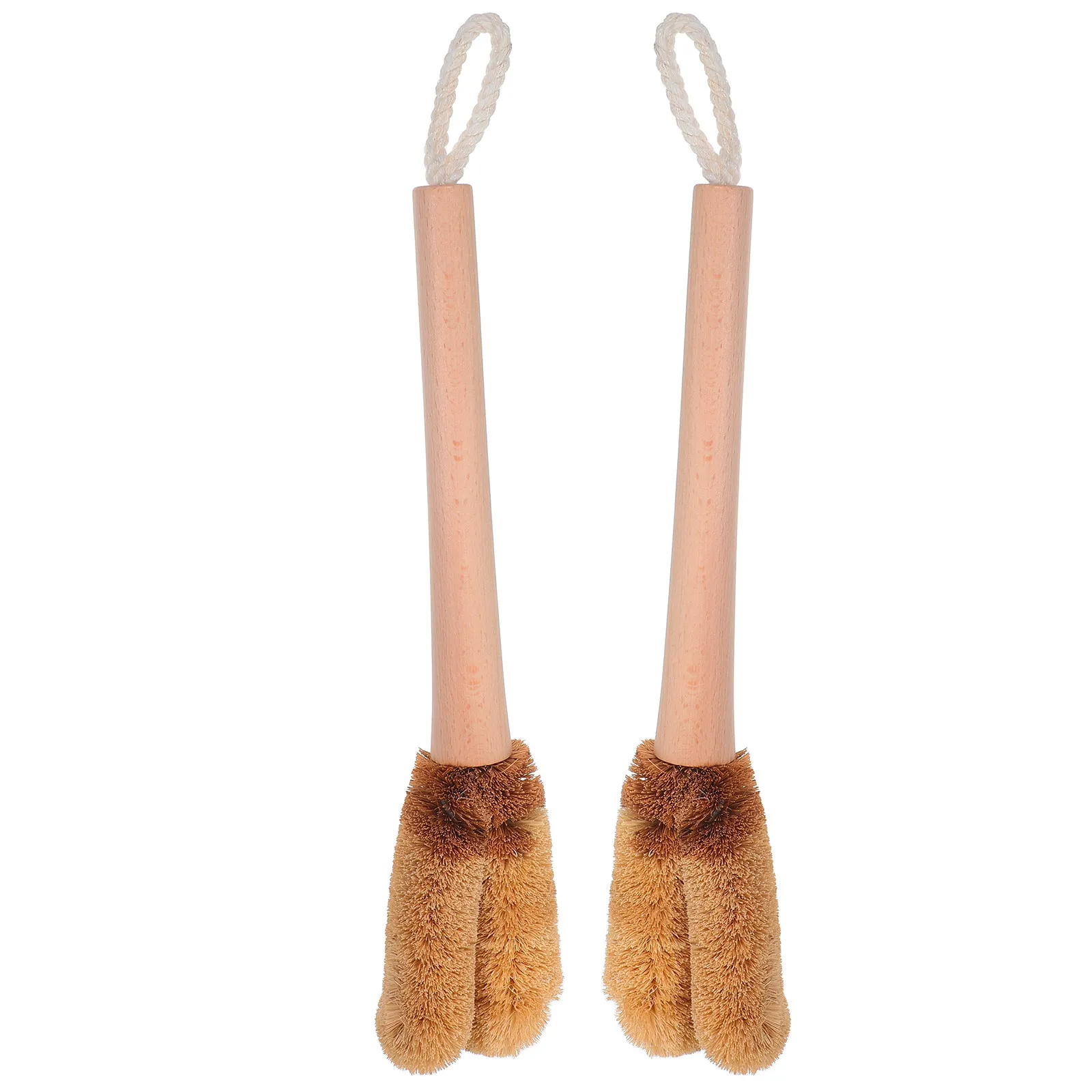 

Набор из 2 щеток для мытья бутылок из кокосового волокна с длинной деревянной ручкой, натуральная щетка-скрабер для глубокой очистки стаканов, бутылок, банок, кружек