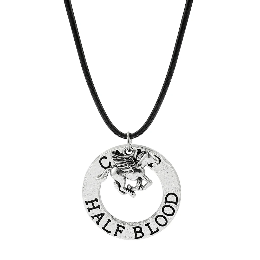 Percy Jackson Necklace Camp Half Blood Fly Horse Pendant Vintage Silver Color Totem Animal Amulet Jewelry Men Women Wholesale