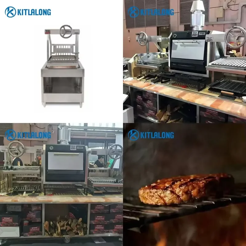 for Kittralon Commercial Charcoal Steak Oven with Cabinet Single Wheel Lift BBQ Grill Kitchen Equipment