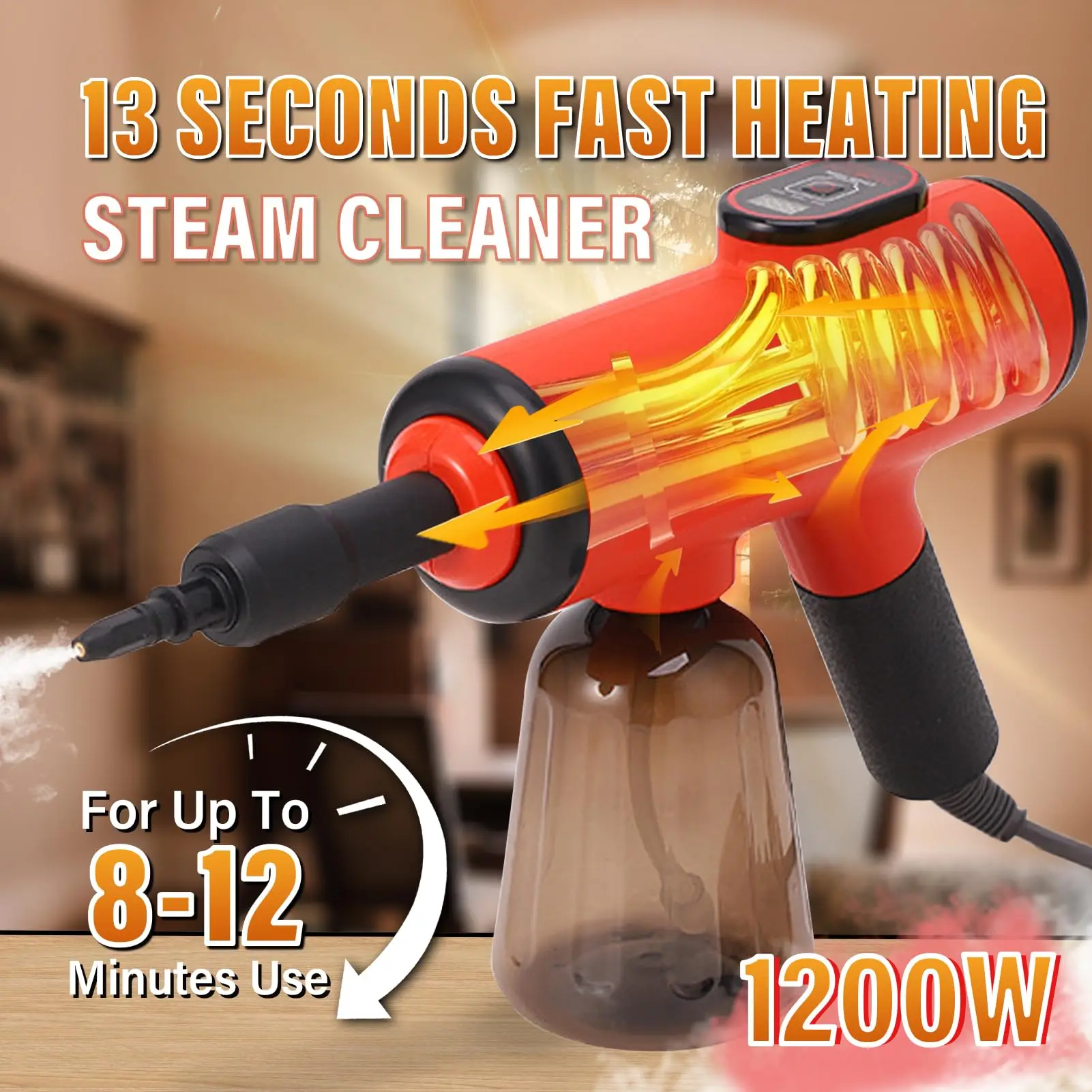 Handheld Pressurized Steam Cleaner, 600ml Hands-Free Portable Steamer, Mini Multipurpose Steam Cleaner with 7 PCS Accessories