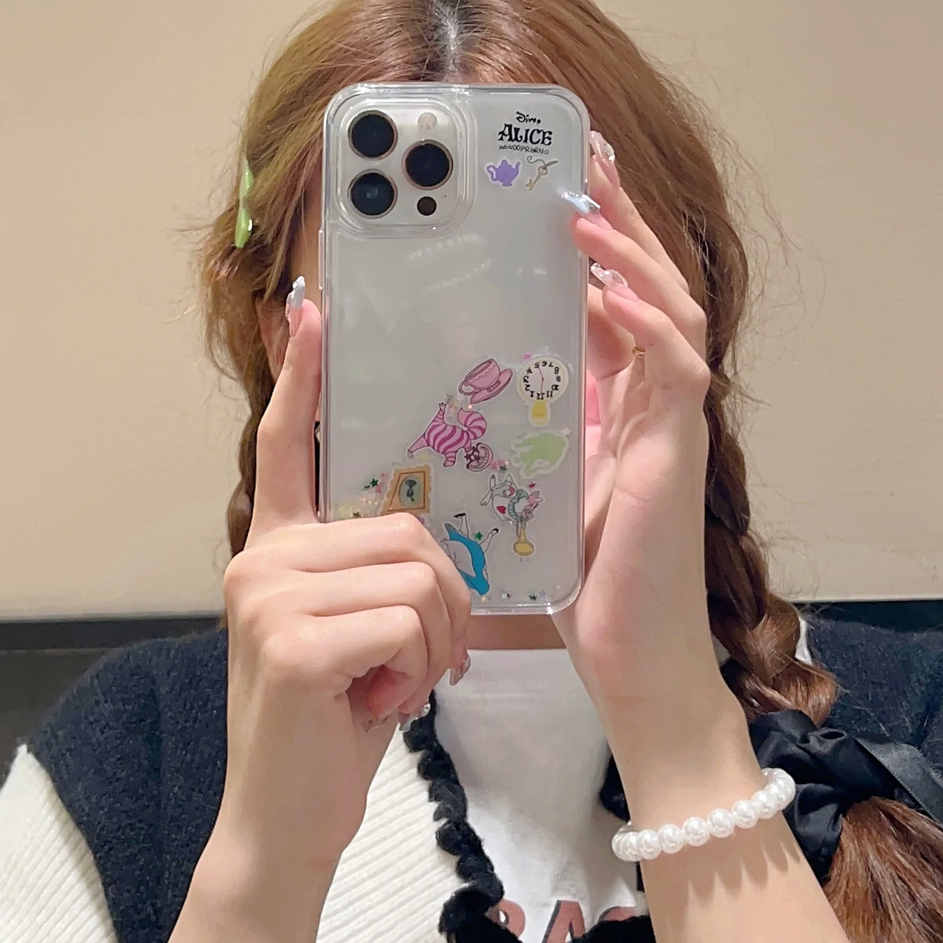 Disney Alice In Wonderland Quicksand Phone Case For iPhone 14 13 12 11 Pro Max XR XS MAX X 7 8 Plus Girl Anti-drop Cover