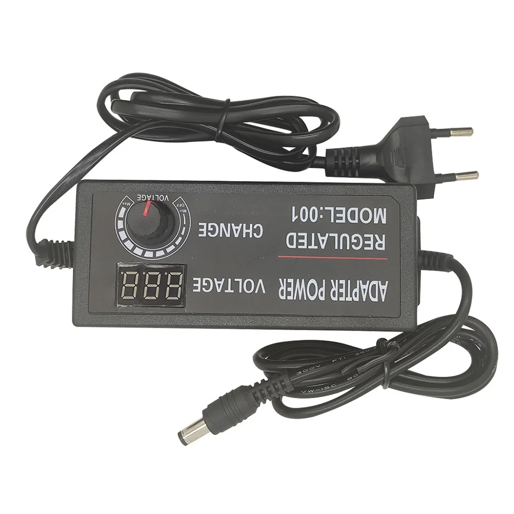 

Universal LED Power Adapter with Digital Screen for Daily Use Black Color Adjustable Voltage Power Supply