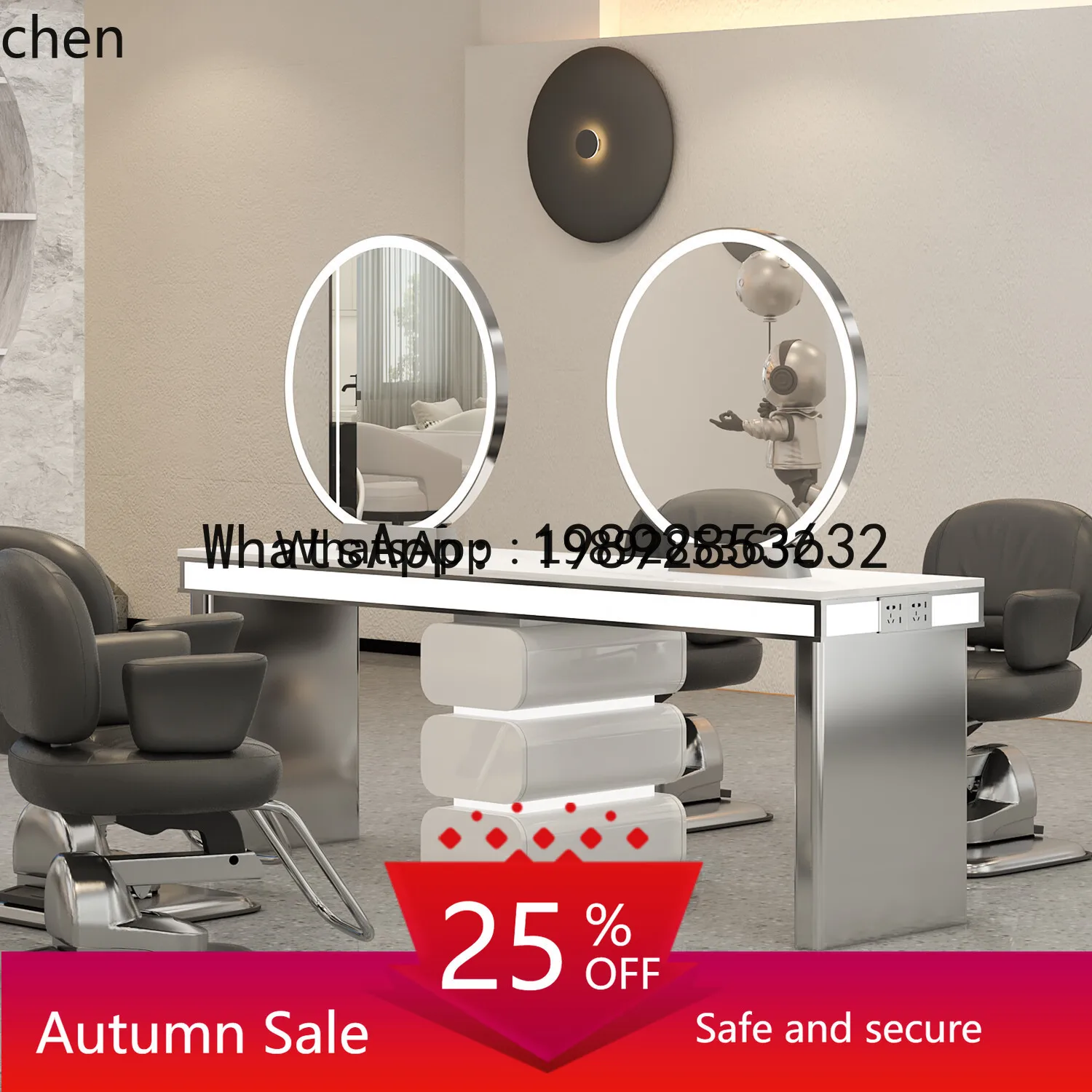 X1 barber shop mirror perm and dye mirror table hairdressing shop haircut six-person mirror cabinet integrated double-sided