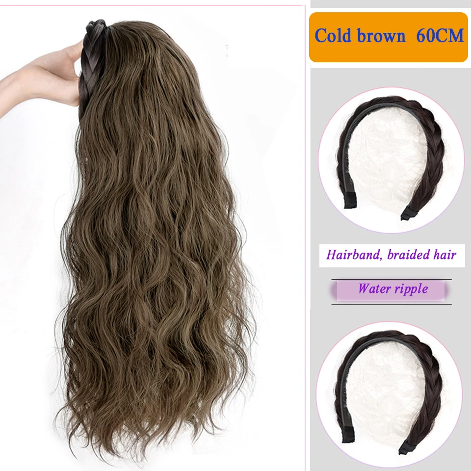 Peruca de cabeça trançada sintética para mulheres, cabelo comprido, ondinha d'água, meia chapelaria, trançado de cabelo, 1 pc