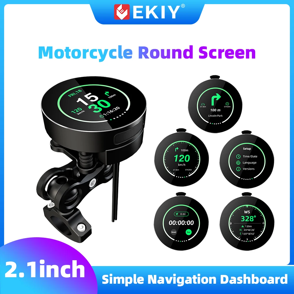 

EKIY Portable Motorcycle Display Screen Round Removable Motorcycle Navigation Round GPS Speed Display Dashboard IP67 Waterproof