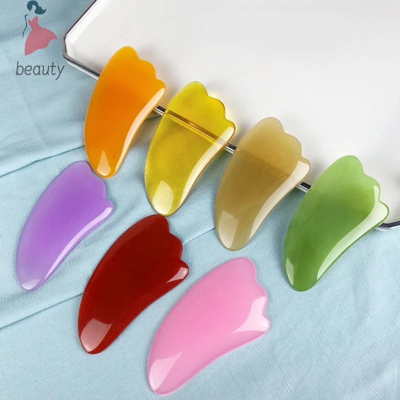 Alat pijat wajah, pijat SPA tahan lama Resin Gua Sha pengikis pijat wajah akupunktur Guasha papan pijat untuk Wajah 1 buah