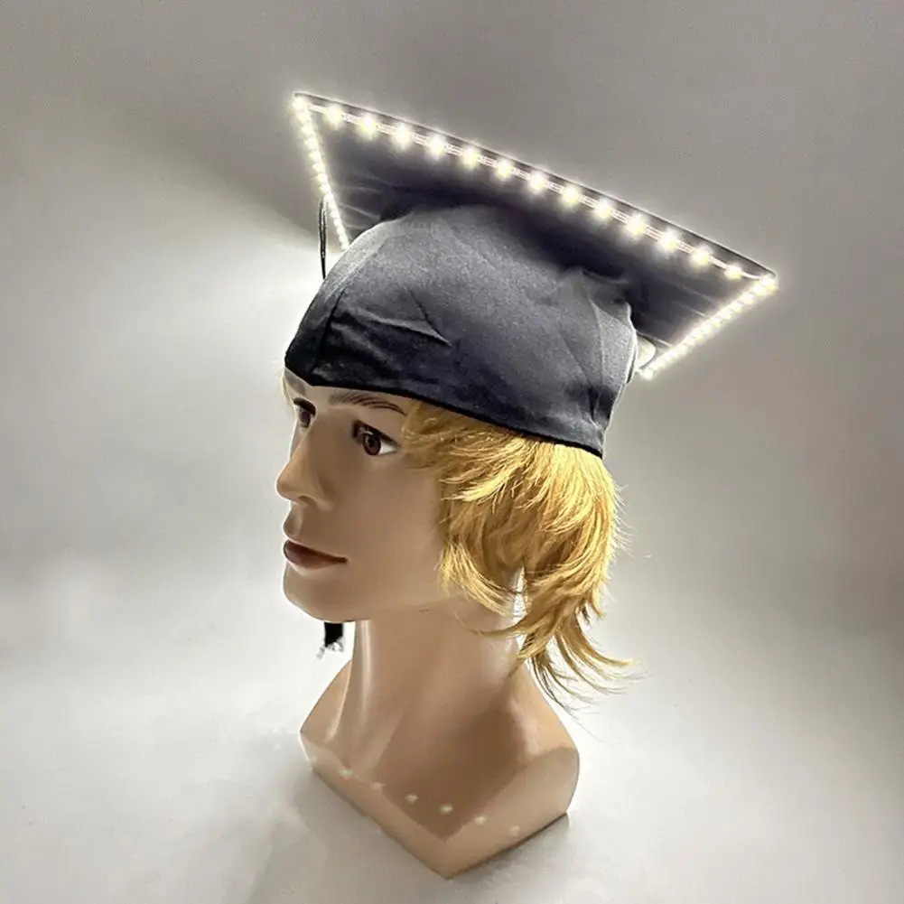 Unisex Graduation Bachelor Cap LED Luminous High School College Master Doctor Graduation Party Academic Hat Graduation Cap