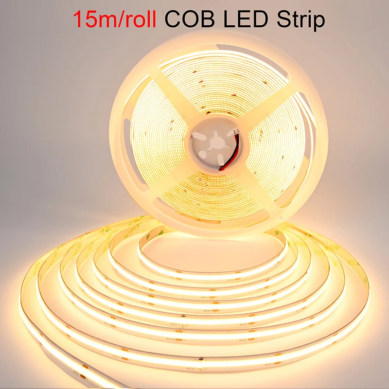 15m/roll Ultra-long COB LED Strip Light 360 LEDs/m High Density Flexible Tape Ribbon RA90 Led Lights DC24V 3000K 4000K 6500K