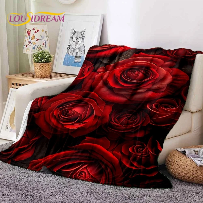 3D Rose Flowers Nordic Romantic Soft coperte, Keep Warm Throw coperta comoda per letti da Picnic divano Home Bedroom Gift