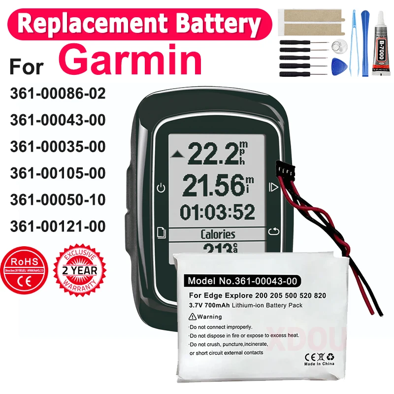 Battery For Garmin Edge 130 3LA037240,1030,Edge 800 810,510 510J,Explore 500,200,520,820,520 plus 361-00105-00 361-00043-00