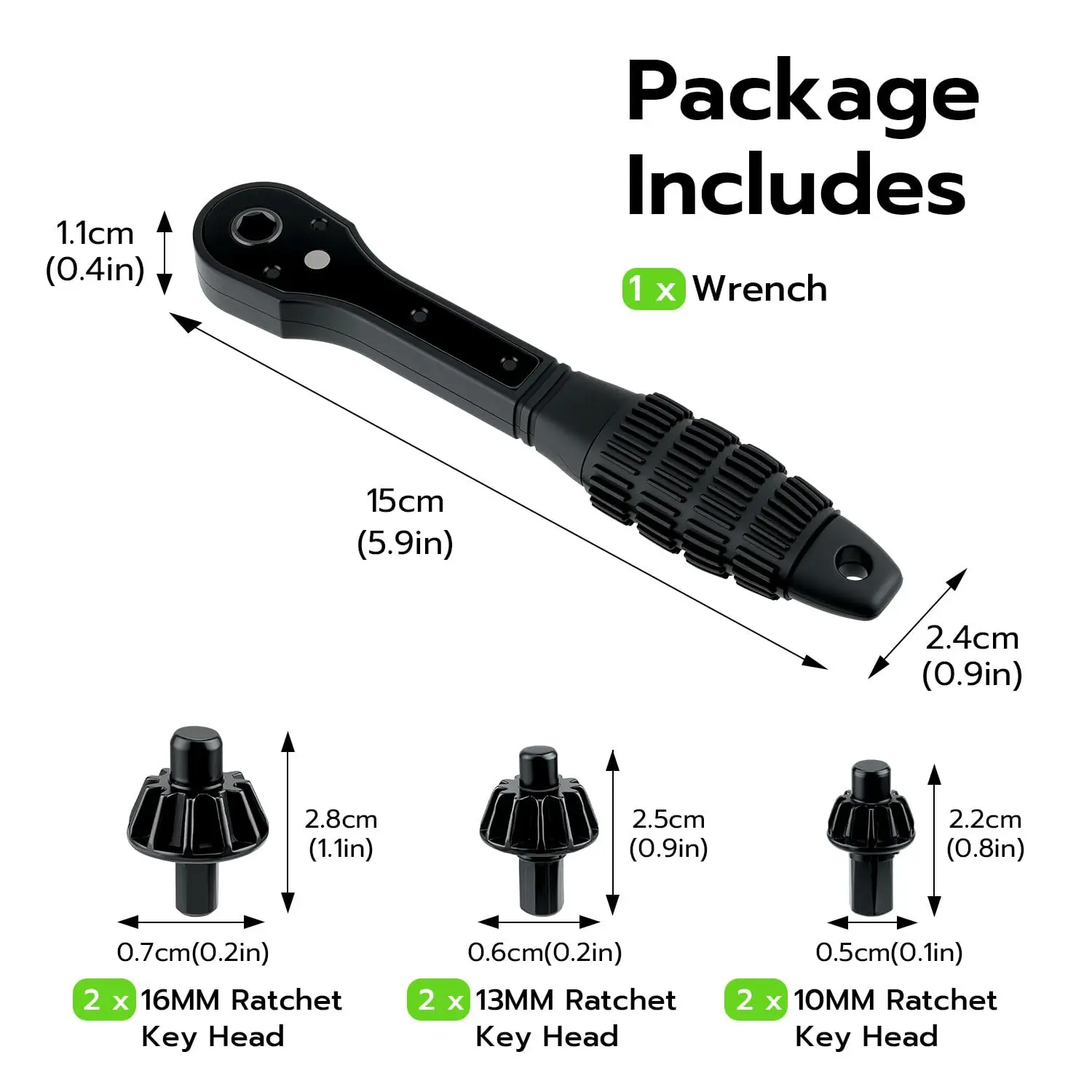 Black H-Shaped Drill Chuck Ratchet Key Wrench 2-in-1 Multi-Specification 1.5-16mm Hand Tool for Home Improvement