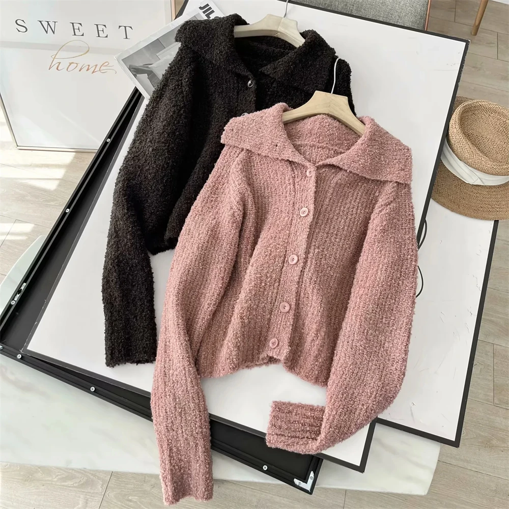 Cos Lris casual edition knitted cardigan 2024 autumn new long sleeved sweater rose pink women\'s 120330002