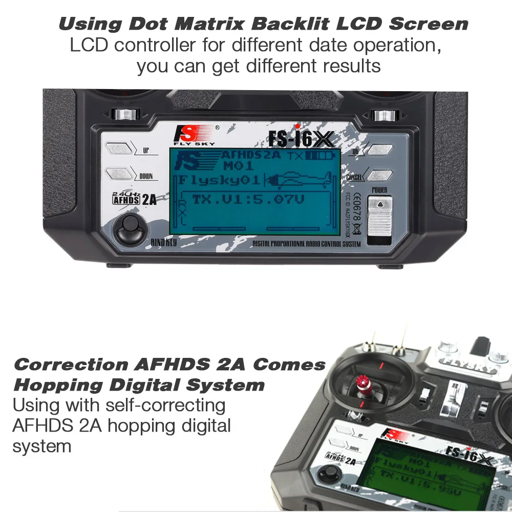 Fly sky FS-i6X 2.4GHz 10CH AFHDS 2A nadajnik RC z odbiornikiem FS-iA6B do helikoptera RC Drone Airplane