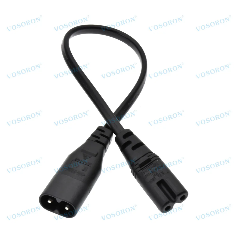 IEC 60320 C8 Plug to C7 Receptacle Male to Female Extension Power Supply Main Adapter Cable 30cm