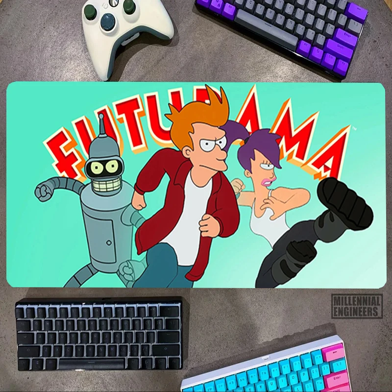 

F-Futurama Cartoon Mouse Pad Gaming Mats Desk Mat Big Mousepepad Keyboard Mousepad Gamer Office Accessories Extended Large Mause