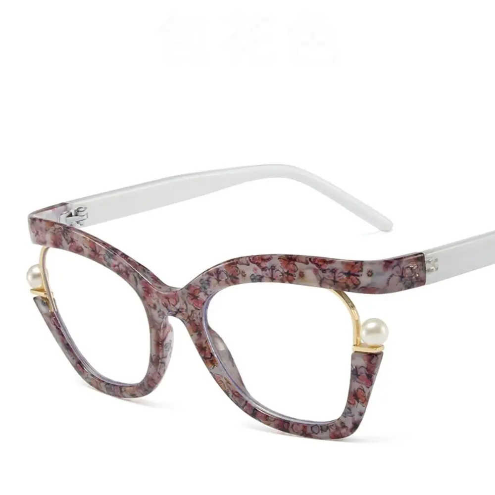 Cat Eye Rainbow Women Sunglasses Gradient Candy Color Luxury Cat Eye Optical Glasses Frame Trendy Pearl