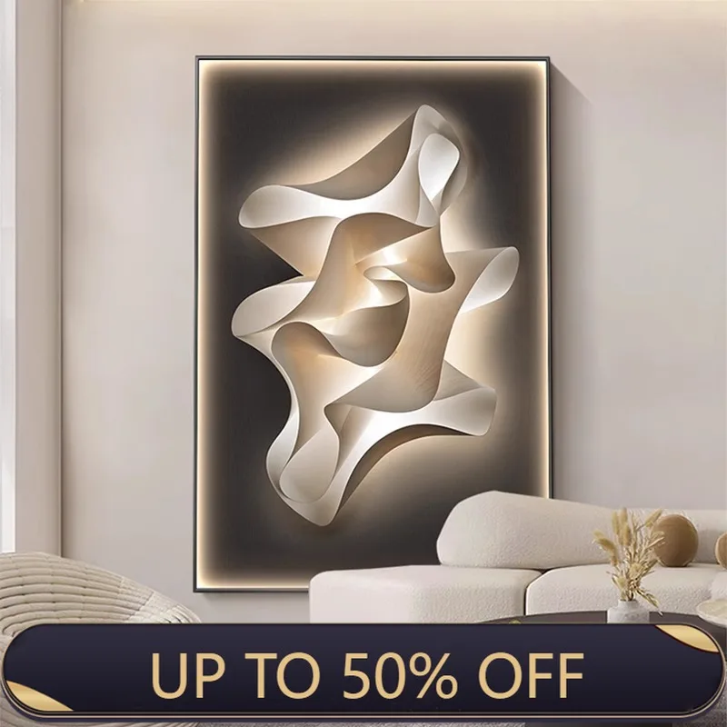 Modern Luxury LED Wall Lamp Crystal Porcelain Corridor Living Room Decoration Abstract Hanging Painting Indoor Home Mural Light