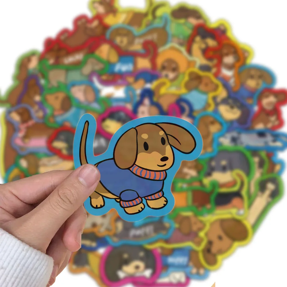 50PCS Creative Sausage Dog Diverse Personalized Graffiti Decoration Stickers Luggage Notebook Refrigerator Skateboard Wholesale