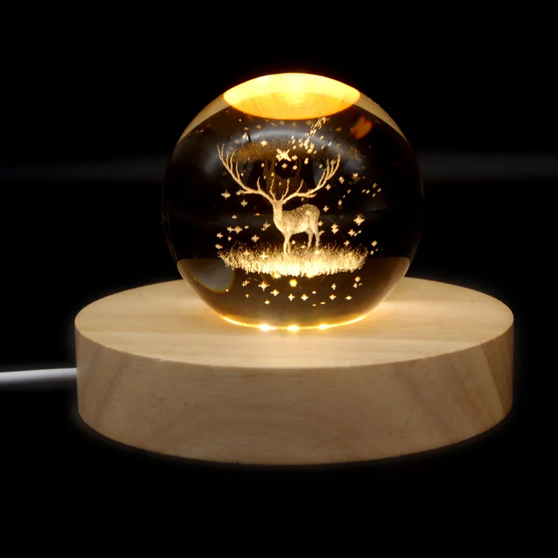 Wood Desktop Decorative Light Base Night Light Wooden Led Usb Display Light Colorful Display Stand Lamp Holder Lamp Art Ornament