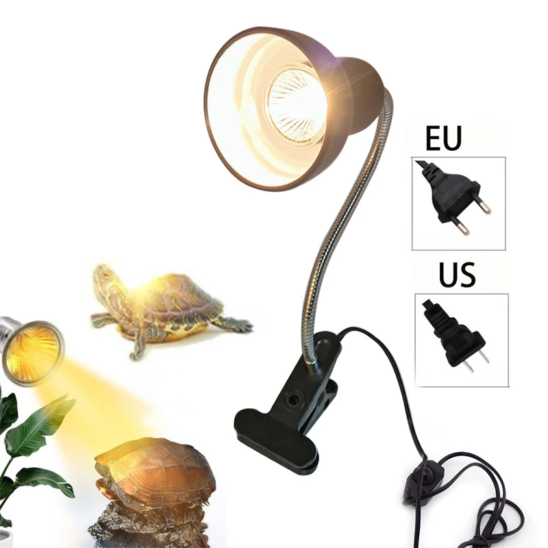 Lámpara para reptiles y mascotas de 110V, soporte para lámpara con Clip, Kit de calefacción UVB + UV para tomar el sol, iluminación para tortugas, lagartos, enchufe estadounidense E27 B3