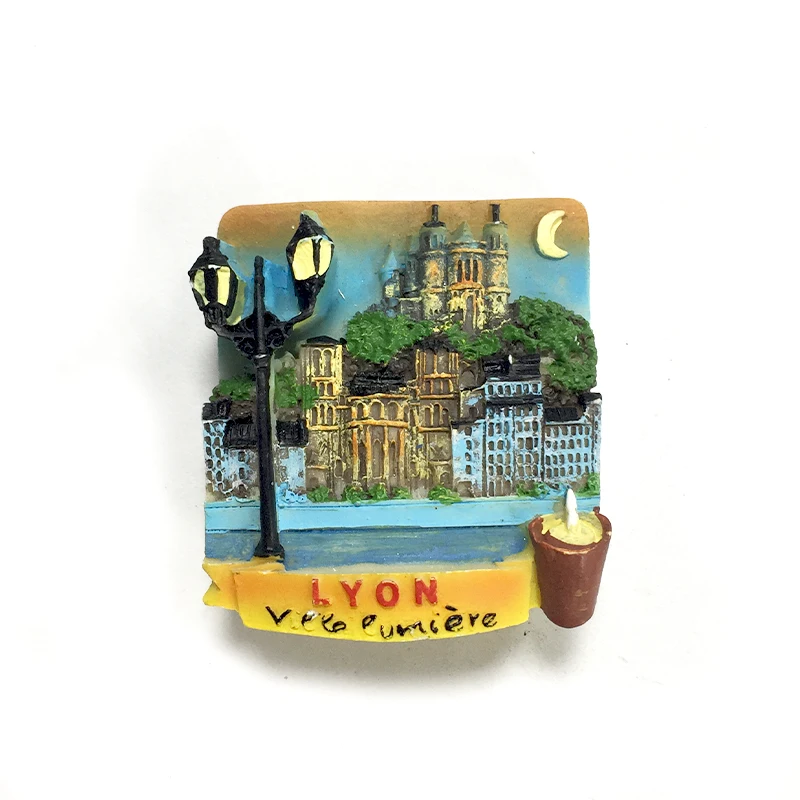 

Lyon France Resin Fridge Magnet - 3D Cityscape Decorative Sticker for Refrigerator - Unique Travel Souvenir