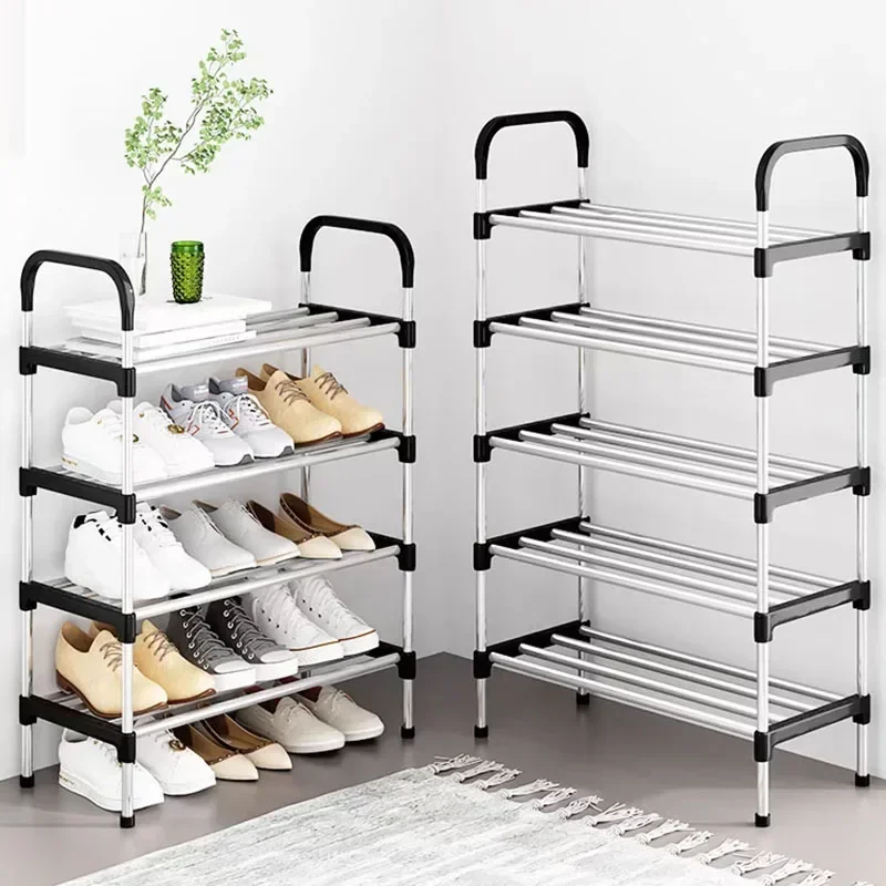 4-7Floor Entryway Shoe Rack Metal Simple Shoes Storage Cabinet Space Saving Shoe Shelf for Living Room Dormitory Organizer Stand