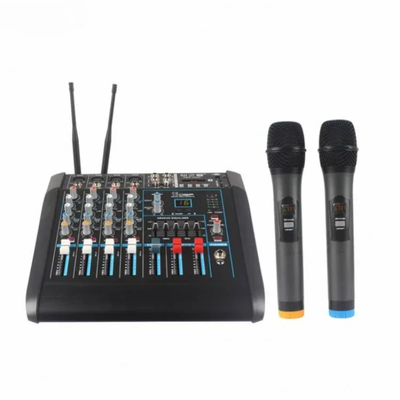 YYHC Wholesale Stage Build In Power Amplifier 4 Channel Audio Mixer With Wireless Microphone For Singing Speech Busking