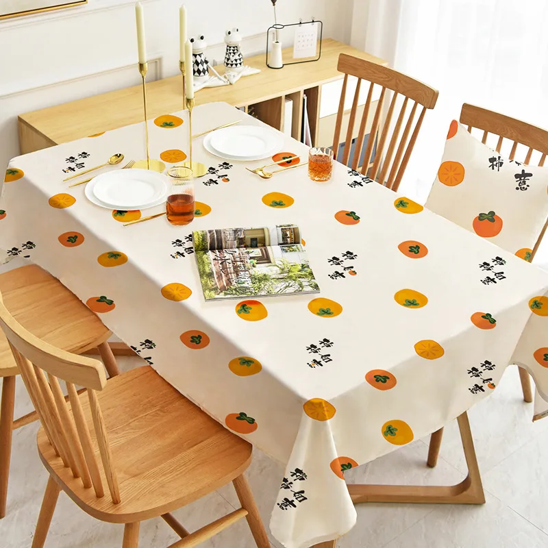 Cute Little Fresh Cat Fruit Print Home Kitchen Restaurant Dustproof Tablecloth Outdoor Picnic Party Decoration Accessories