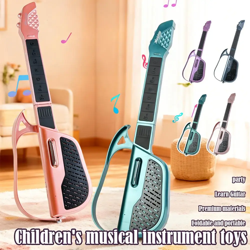 

Бесструнная гитара для ПОЧАТКОВ и детей, обучающая игрушка с автоматическим аккодом, портативный складной музыкальный стартовый инструмент, электронная гавайская гитара