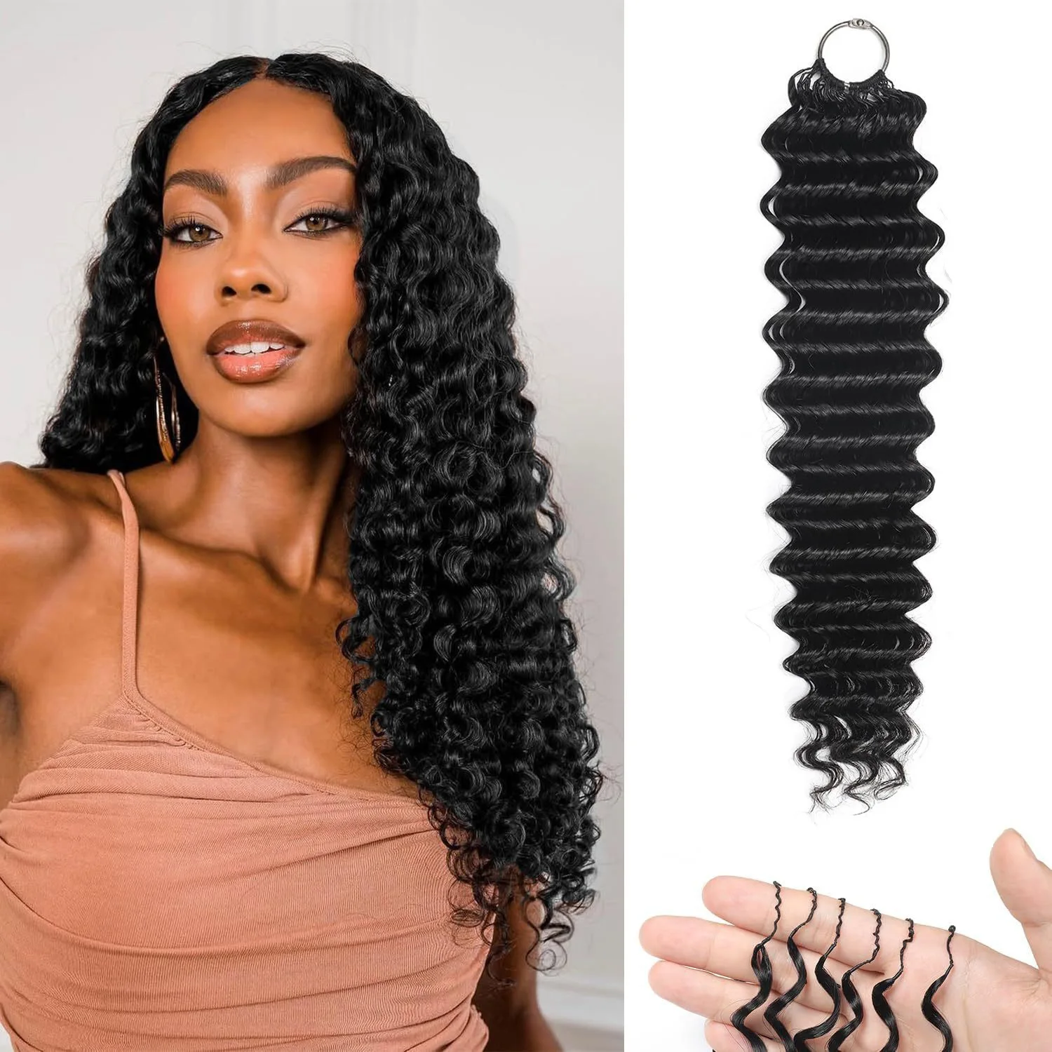 Miracle Knots Cheveux Humains au Crochet Bouclés Birmans Ondulés Profonds Pré-Séparés Effet Plume 100% Cheveux Humains