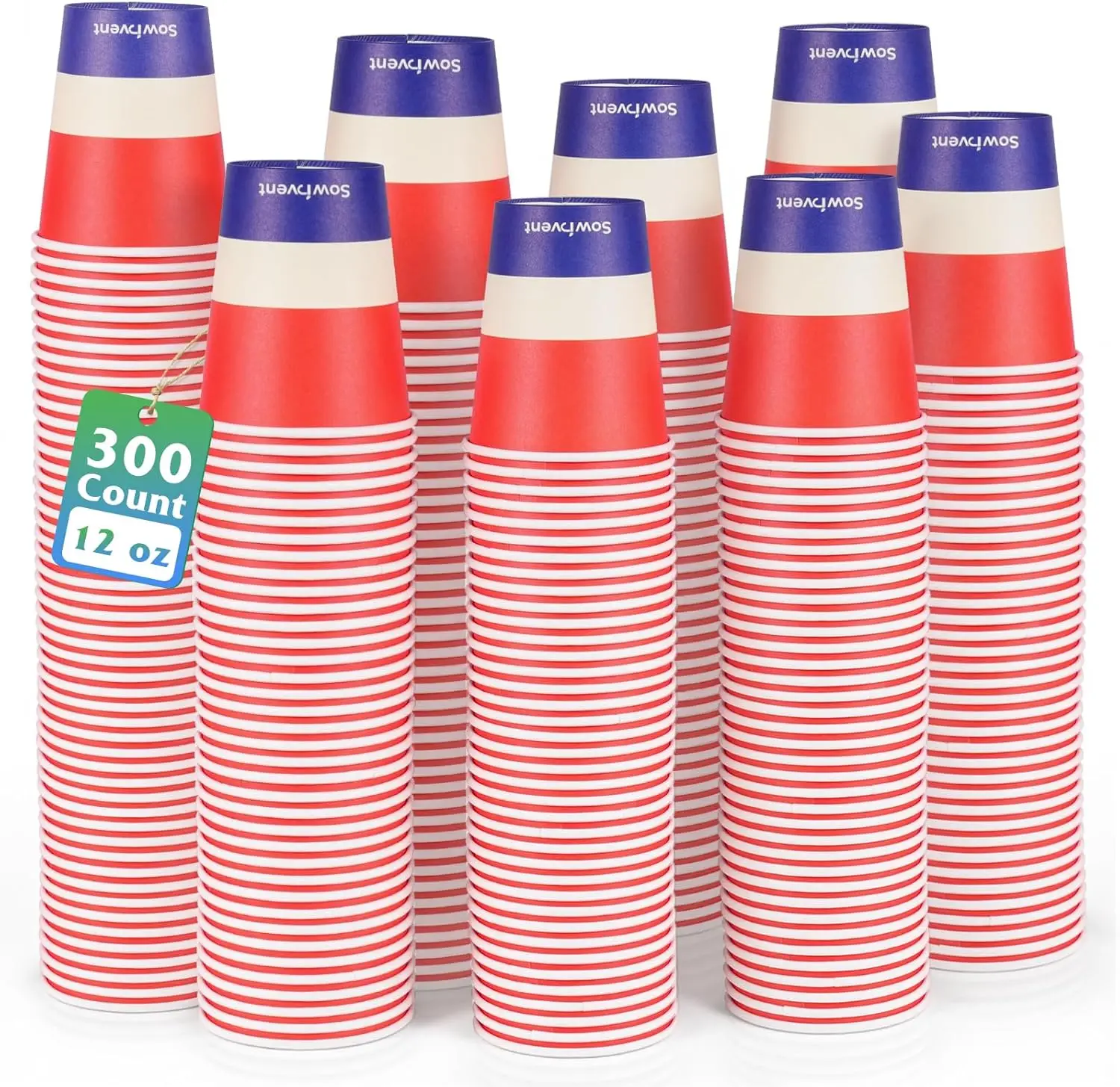 

Paper Cups 12 oz 300 Count, Orange Disposable Coffee Hot/Cold Beverage Drinking Cup for Iced Water Juice or Tea, Office,