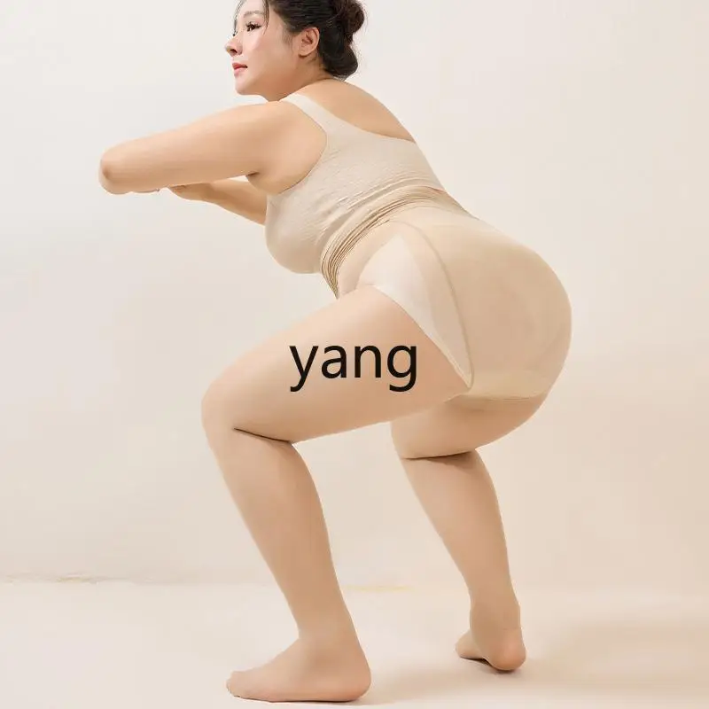 Yjq large size stockings, fattened and enlarged spring, autumn and summer ultra-thin meat-colored skin socks
